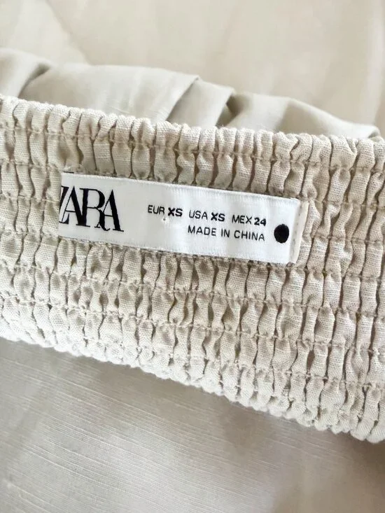 Zara Linen Cream Ivory Midi Dress Size XS Beige Minimalist Slip Sundress - Picture 10 of 10